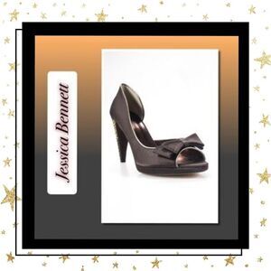 NEW Jessica Bennett Brown Satin Jeweled Pumps 7.5